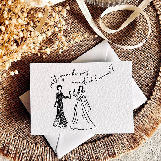 Maid of Honour Lined Print | Bridal Party Proposal | A6 Postcard