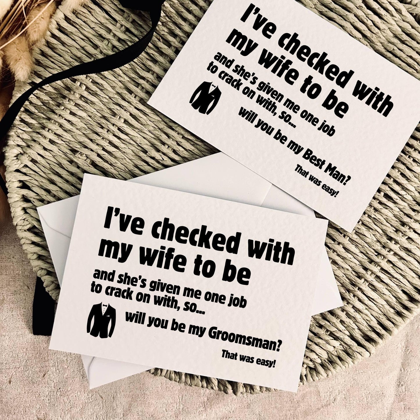 Proposal Card for Groomsman, Best Man or Custom Grooms Party Role - Personalised Options | One Job Wife