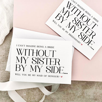 Without My Sister By My Side | Bridal Party Proposal | A6 Postcard
