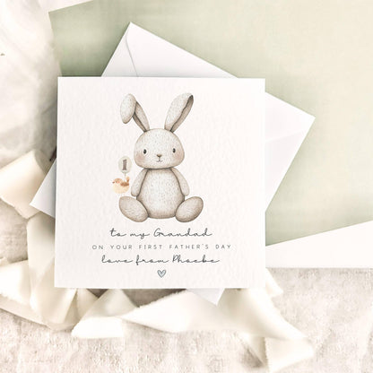 First Father's Day Card for Grandad | Bunny Print
