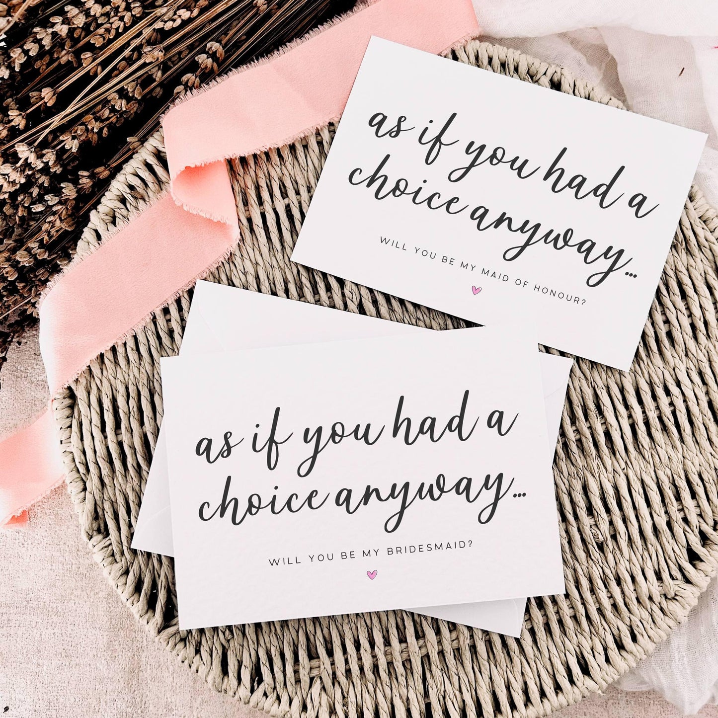 Maid of Honour Proposal Card - Bridesmaid Keepsake Gift - Personalised Bridal Party Role | No Choice
