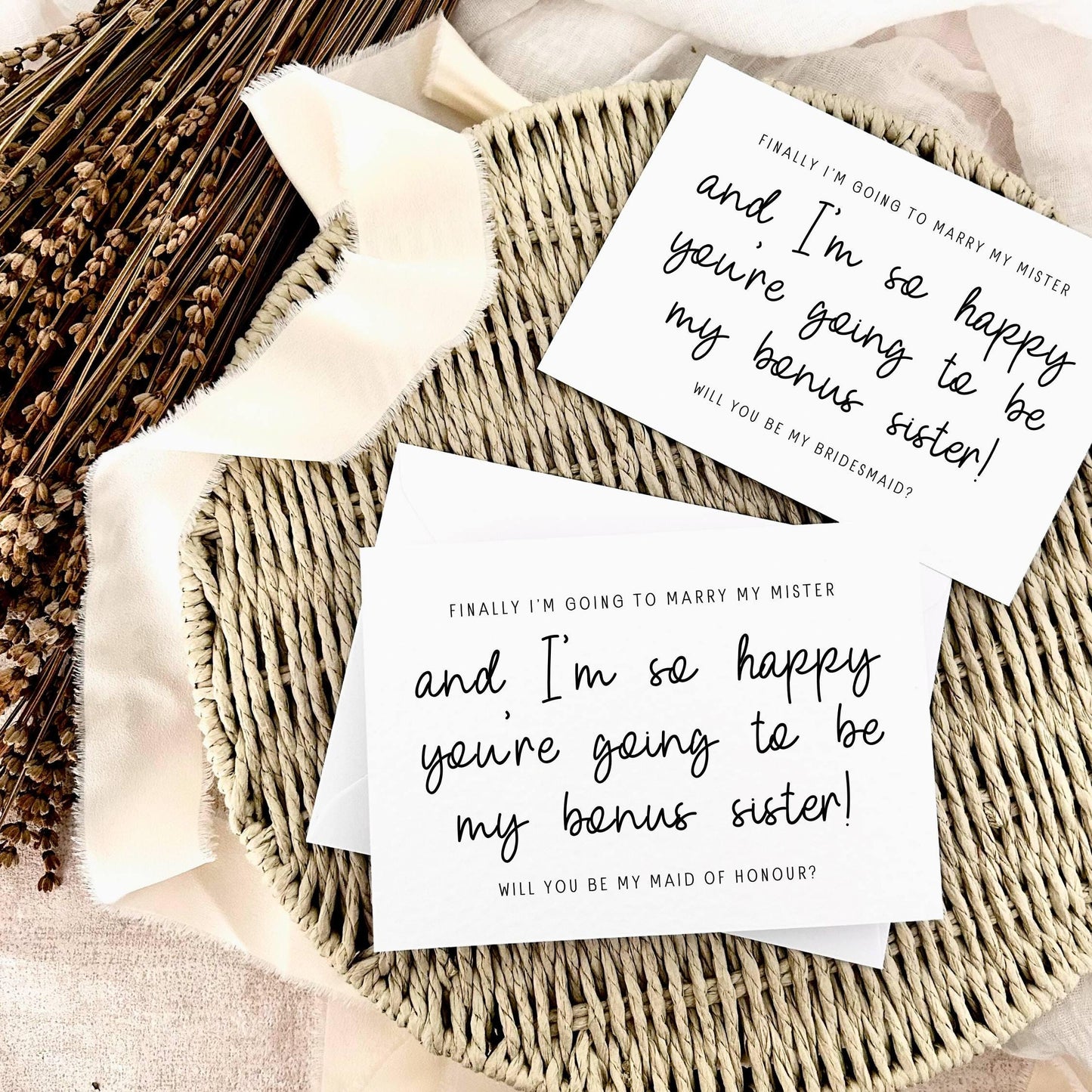 Bridesmaid Proposal Card, Maid of Honour or Custom Bridal Party Gift - Personalised Options | Bonus Sister