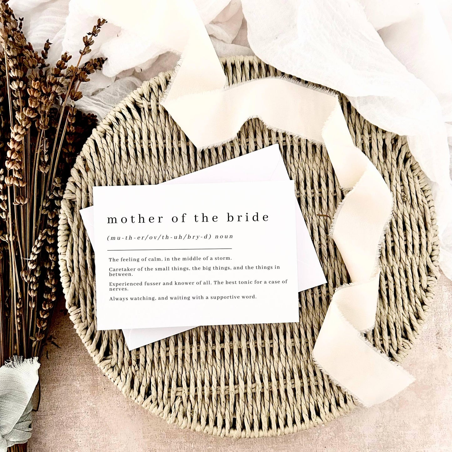 Mother of the Bride Definition Postcard - Wedding Keepsake Postcard for Mum - Thank You Gift - Custom Options