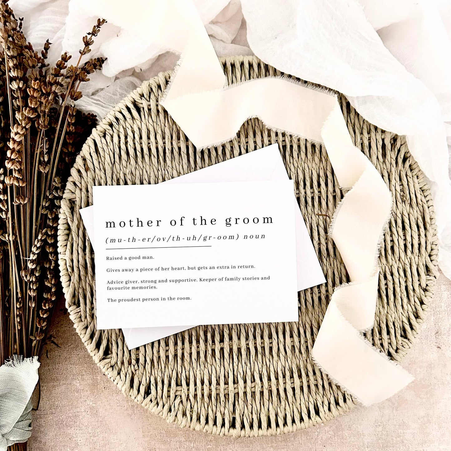 Mother of the Groom Definition Postcard - Wedding Keepsake Postcard for Mum - Thank You Gift - Custom Options
