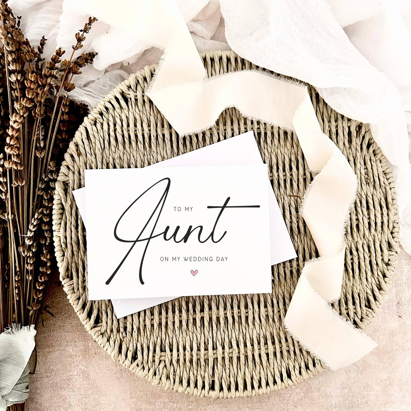 Wedding Day Keepsake for Aunt - Notecard for Bride or Grooms Family - Custom & Personalised Options