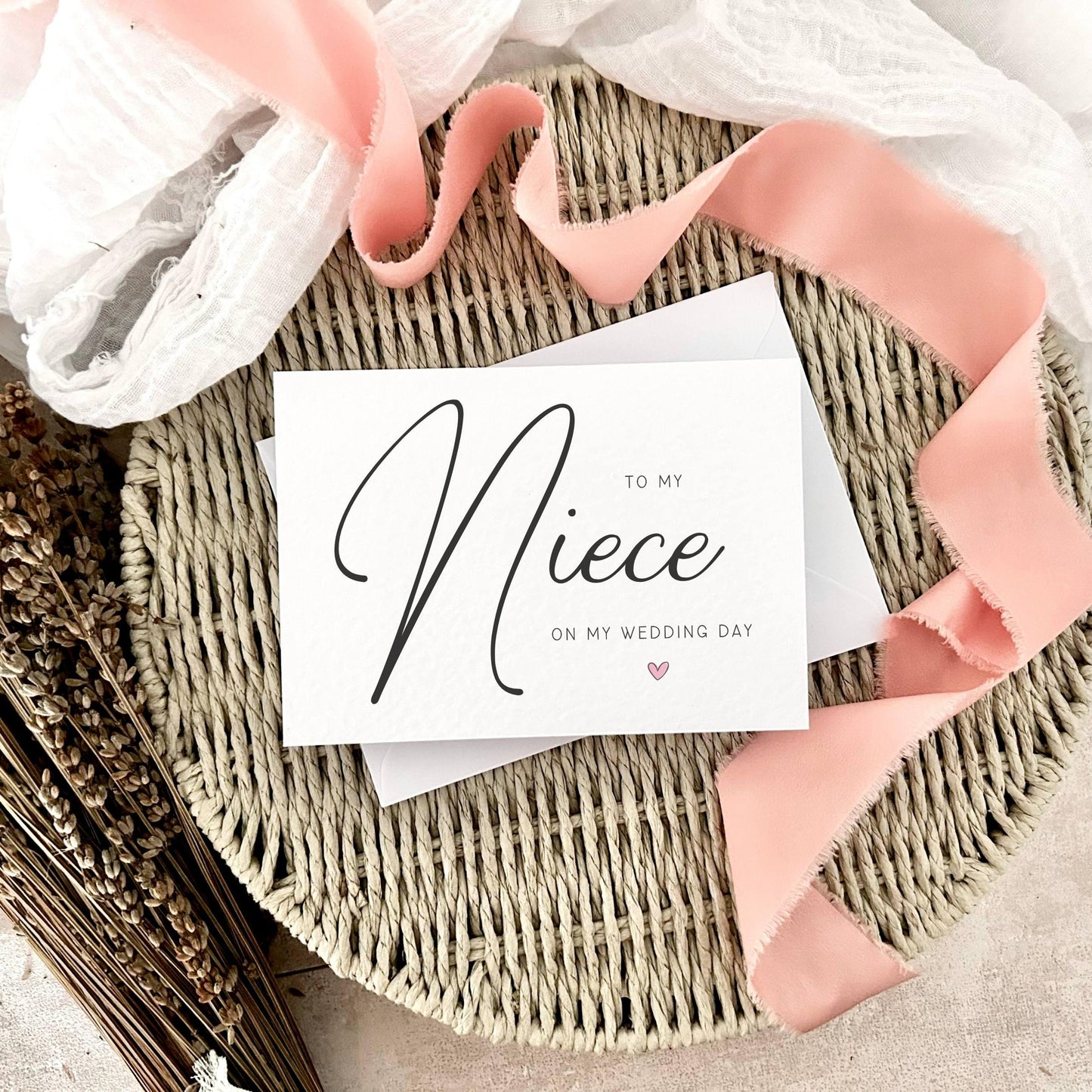 Wedding Day Keepsake for Niece - Notecard for Flower Girl, Junior Bridesmaid - Custom & Personalised Options
