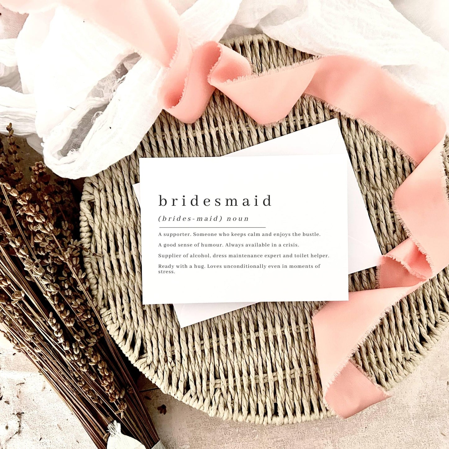 Bridesmaid Proposal Card - Personalised Definition Print Wedding Keepsake Gift