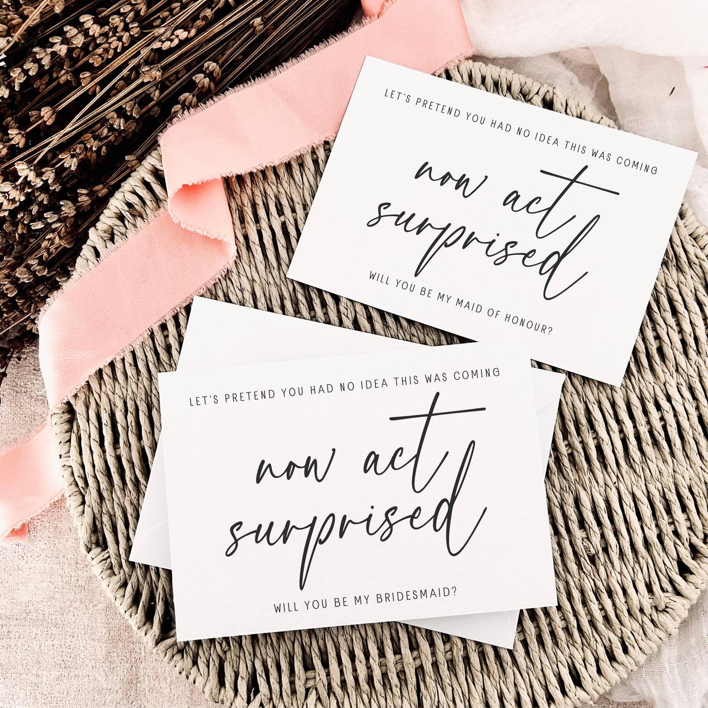 Proposal Card for Bridesmaid, Maid of Honour or Personalised Bridal Party Role | Act Surprised