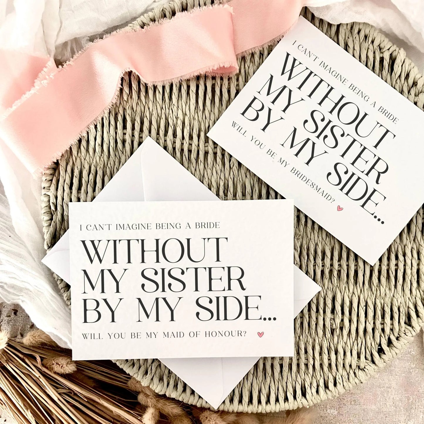 Bridal Party Proposal Postcard - Sister By My Side - Bridesmaid/Maid of Honour Or Any Wedding Role