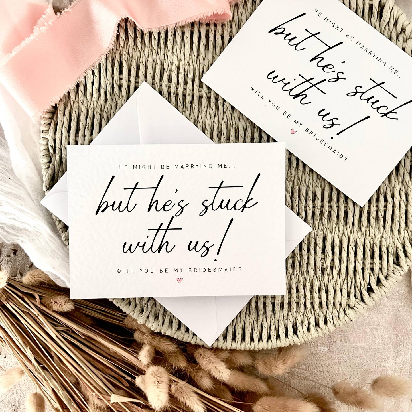 Bridesmaid Proposal Card, Maid of Honour Proposal Keepsake, Personalised Wedding Bridal Party Role | He's Stuck With Us