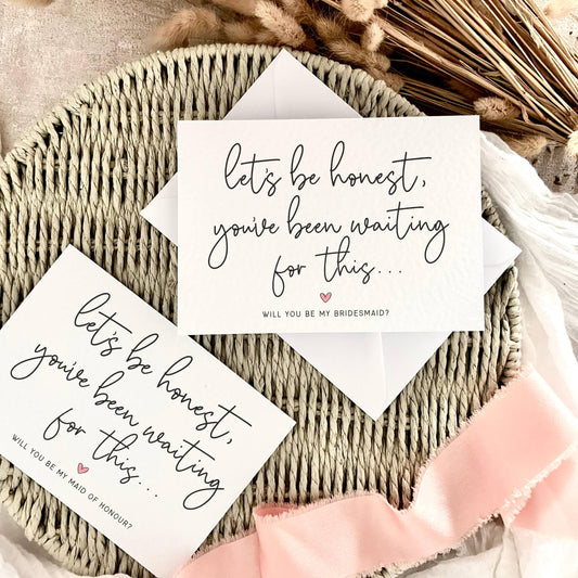 Proposal Card for Bridesmaid, Maid of Honour or Custom Bridal Party Role - Keepsake Gift for Her | Let's Be Honest Print