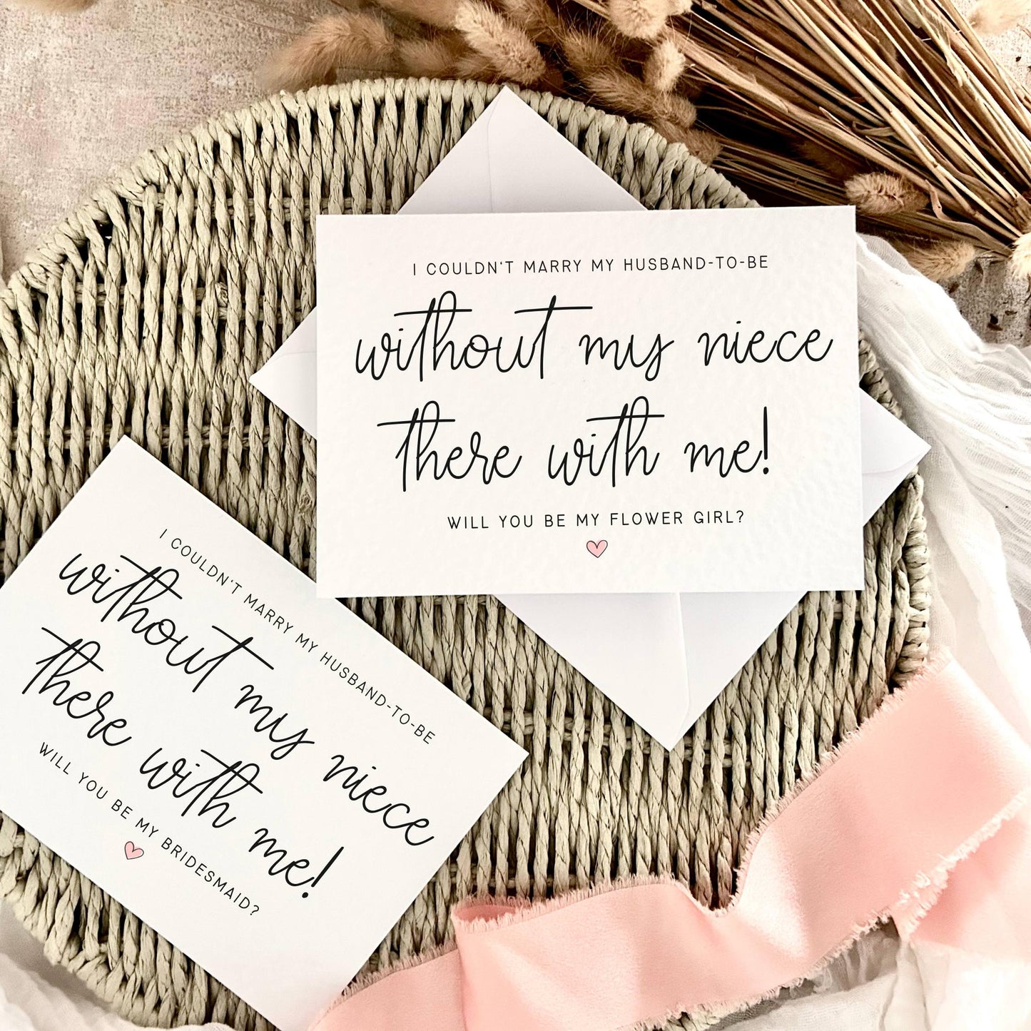 Niece With Me | Bridesmaid Wedding Proposal Gift For Her, Will You Be My Flower Girl Proposal Postcard, Personalised Bridesmaid Box Set