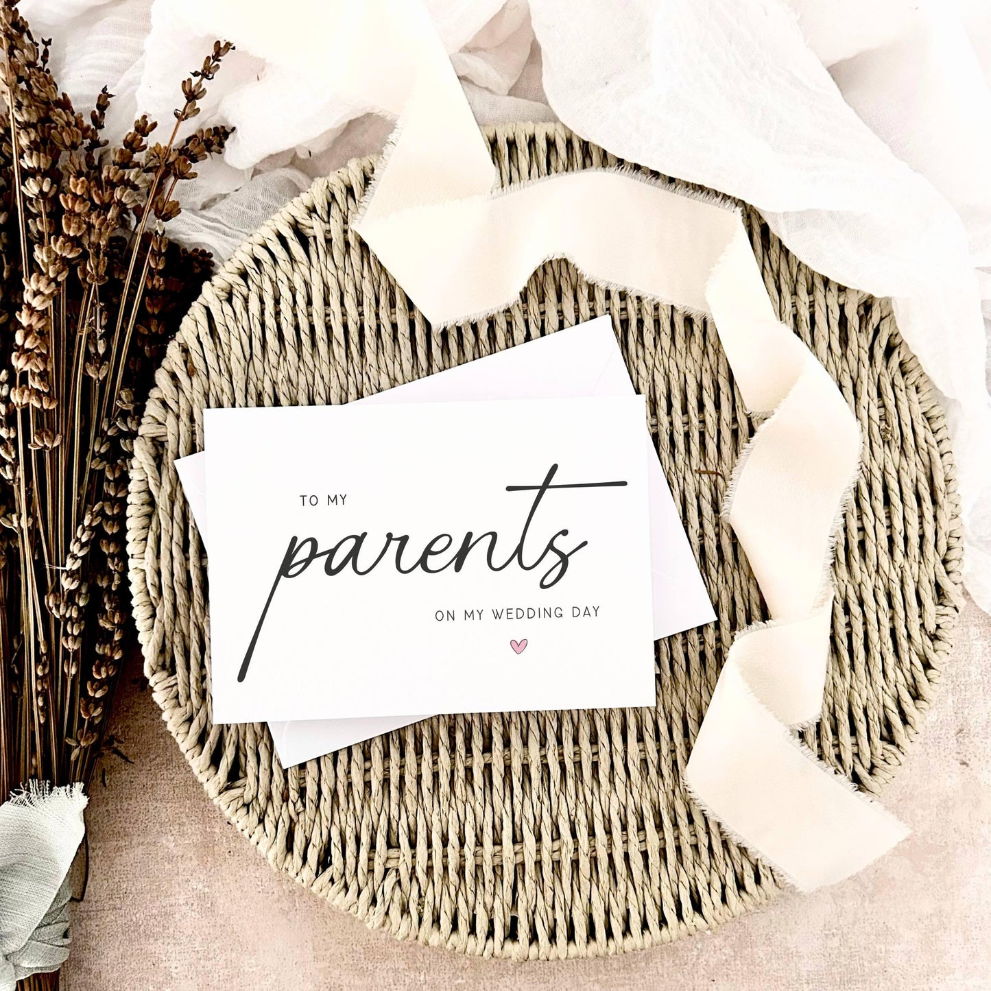Wedding Day Keepsake for Parents - Notecard for Bride or Grooms Parents- Custom & Personalised Options