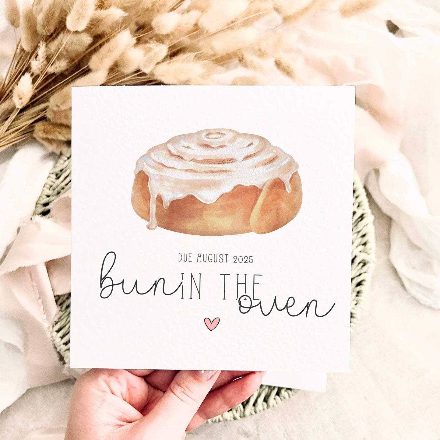 Baby Announcement Card | Bun In the Oven Print, Surprise Pregnancy Reveal, Cute Gift for Her, Special Gift for Him, Baby Shower Card