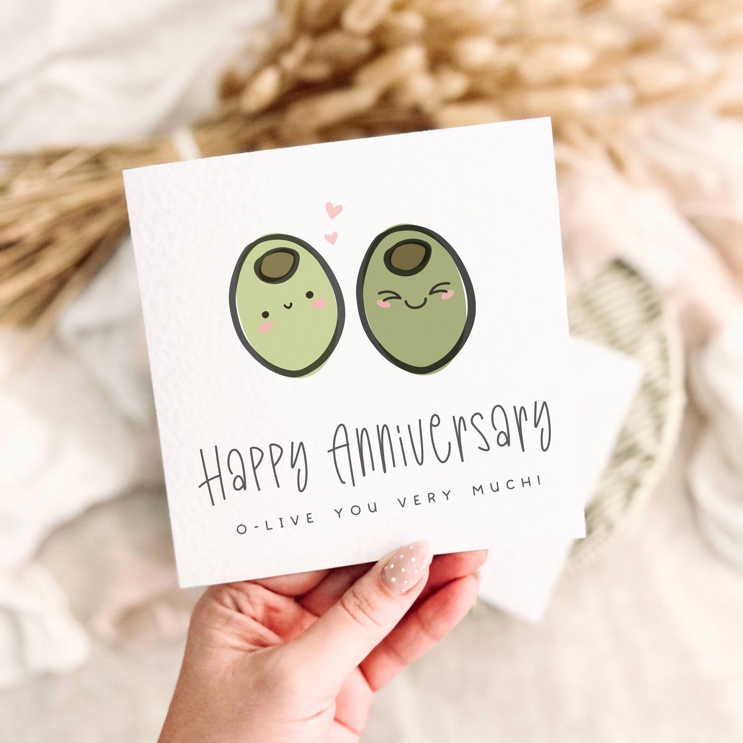 Anniversary Card for Partner - Fun Olive Pun Card for Couple Celebration