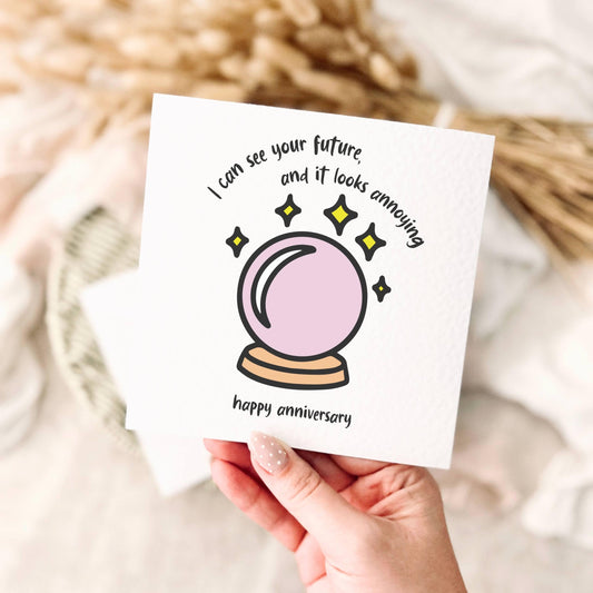 Anniversary Card for Couples - Funny Crystal Ball Future Joke - Custom & Personalisation Options