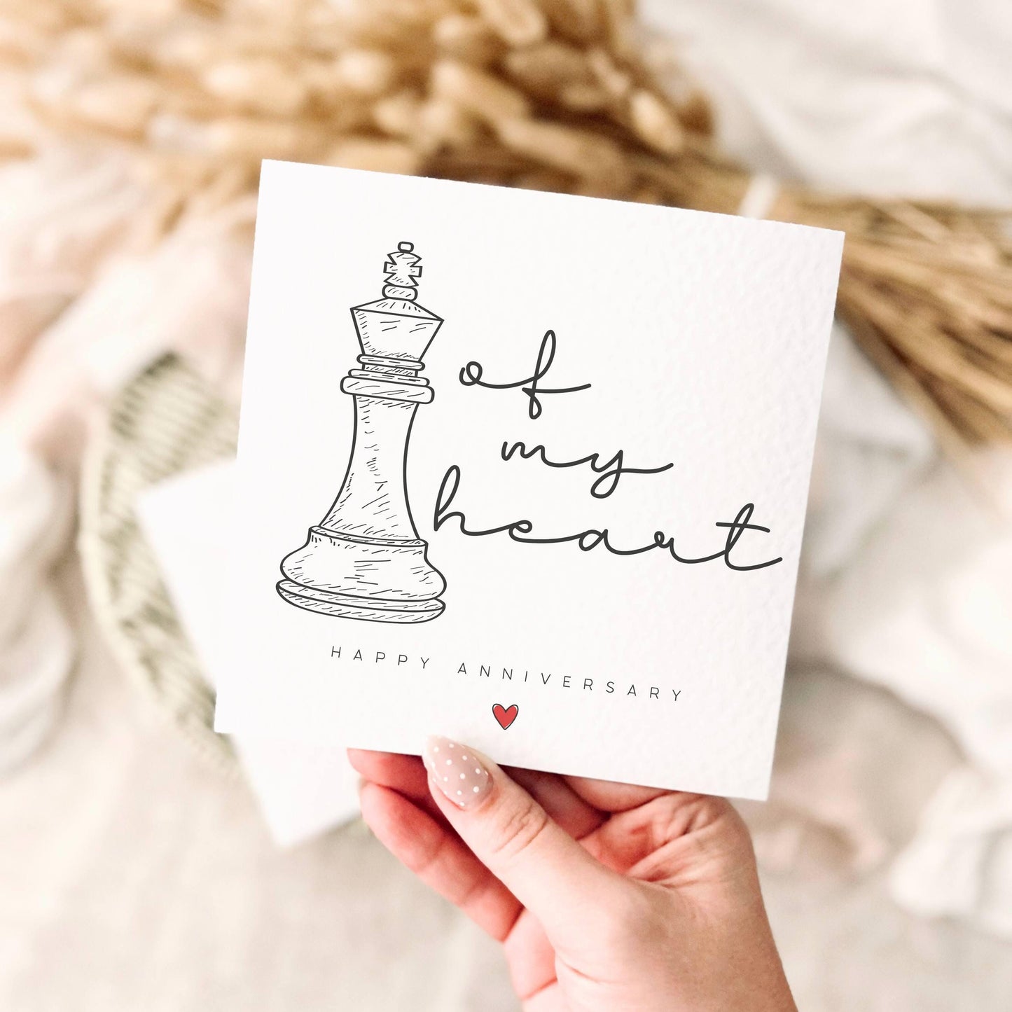 Anniversary Card for Him - King of My Heart Chess Piece Greeting Card - Husband/Boyfriend