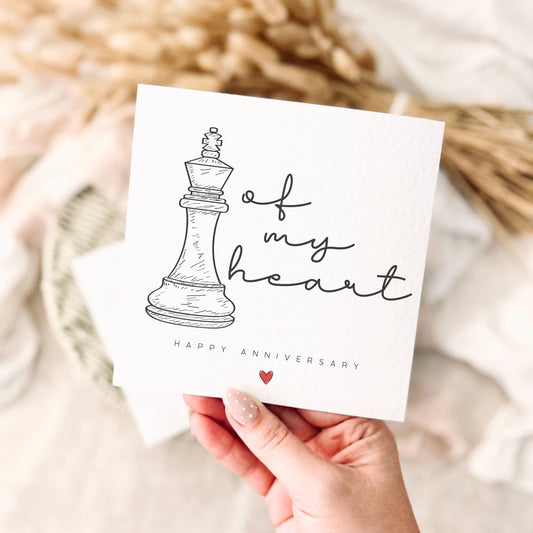 Anniversary Card for Him - King of My Heart Chess Piece Greeting Card - Husband/Boyfriend