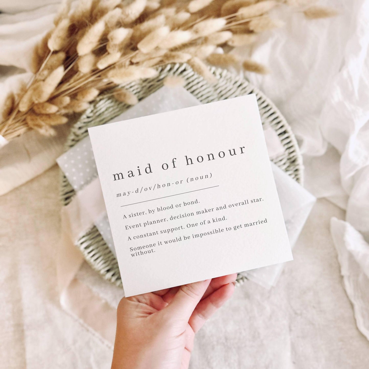 Maid of Honour Definition Card | Personalised Wedding Thank You for Her - Bridal Party Favour