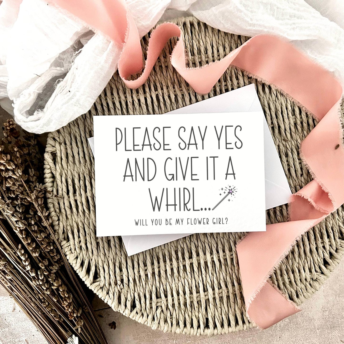 Flower Girl Proposal Postcard - Personalised Bridal Party Favour for Little Girl - Custom Options