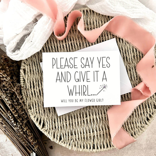 Flower Girl Proposal Postcard - Personalised Bridal Party Favour for Little Girl - Custom Options