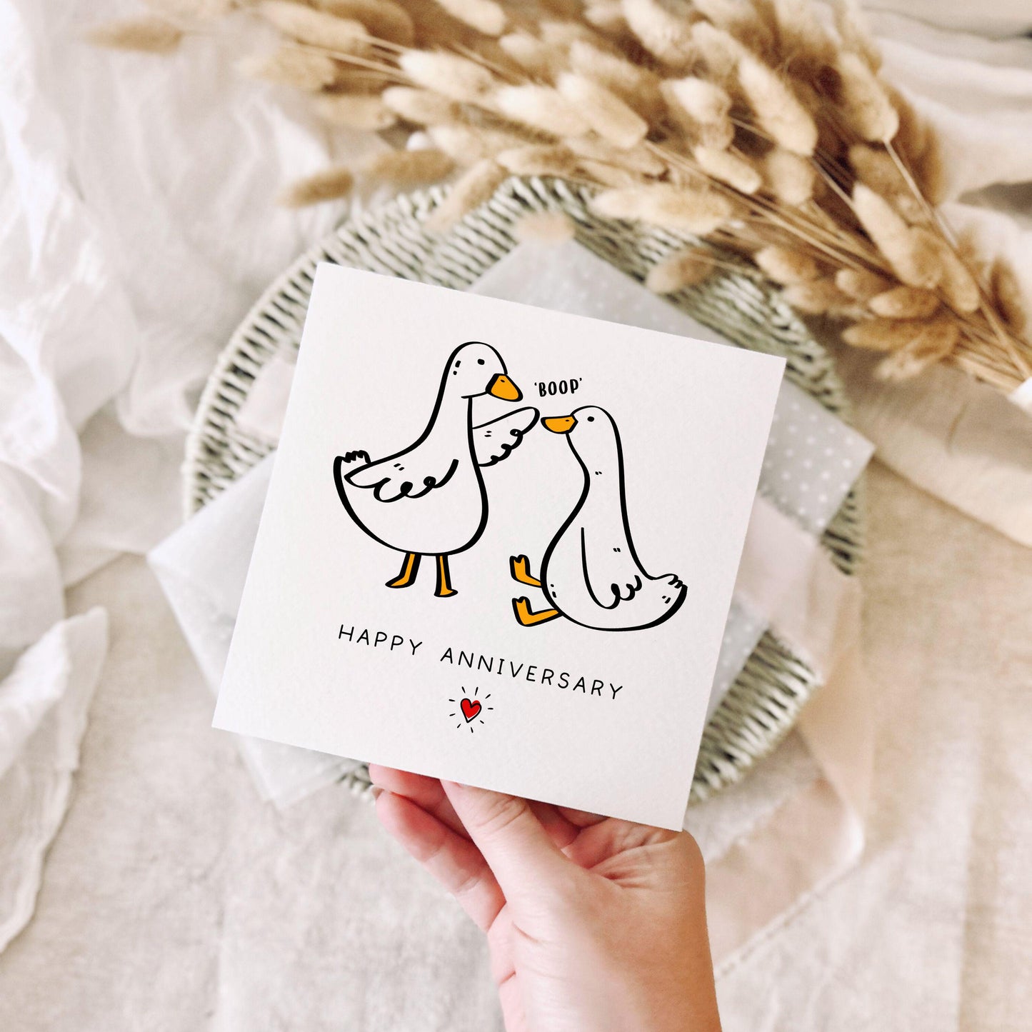 Anniversary Card for Couples - Goose Boop Fun Print - Personalisation Available