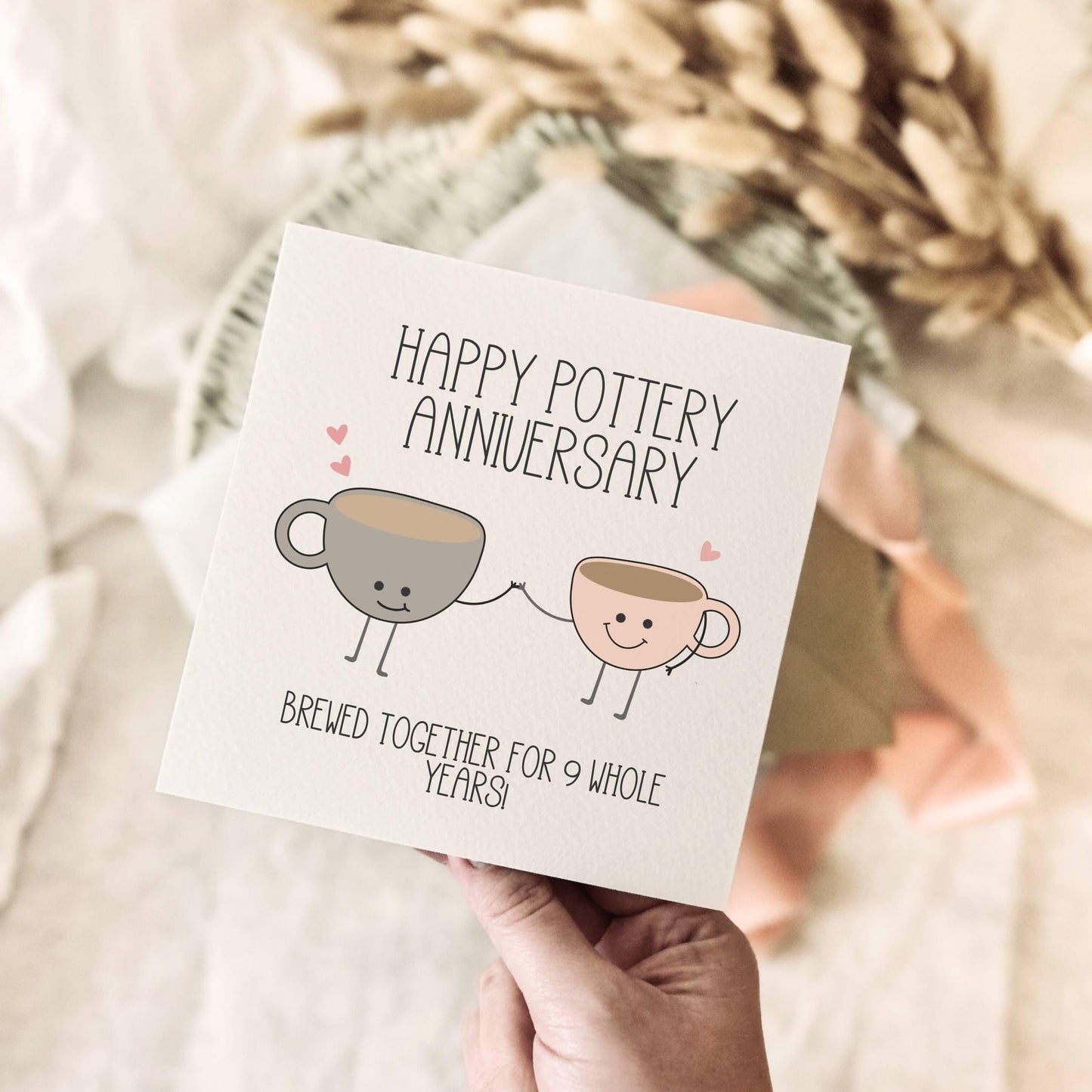 9th Anniversary Greeting Card - Pottery Marriage Milestone Pun - Personalised