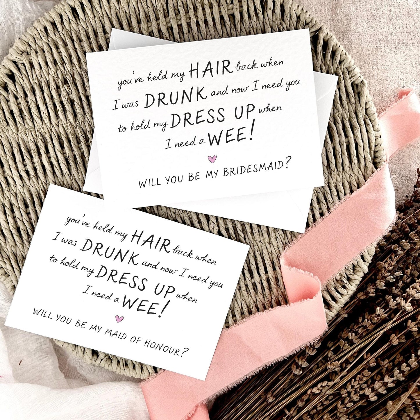 Proposal Card for Bridesmaid, Maid of Honour or Custom Bridal Party Role - Personalised Options | Hold My Dress Up
