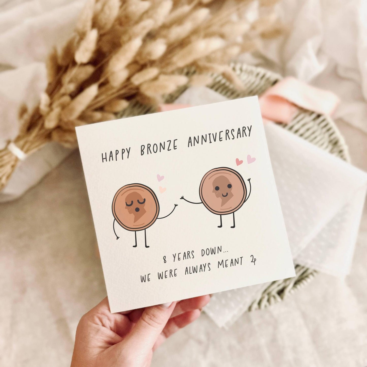 Bronze Anniversary Card - Happy 8 Year Anniversary for Husband - Wedding Card