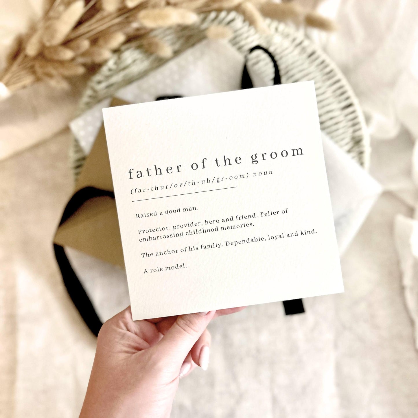 Father of Groom Greeting Card - Definition Print Personalised Card for Dad, Keepsake Wedding Day Favour