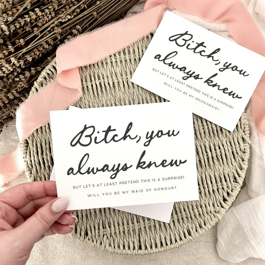 Bridal Party Wedding Invite - Bridesmaid Proposal Card, Maid of Honour Gift - Personalised & Custom Options | B*tch