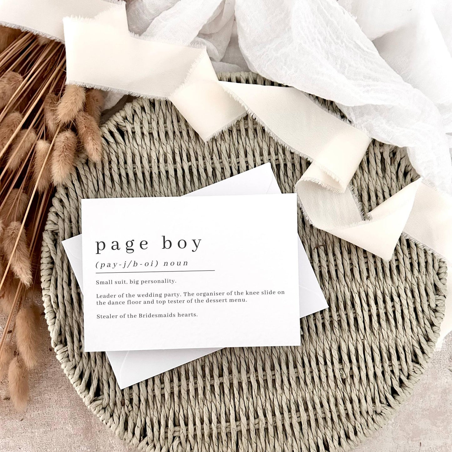 Page Boy Proposal Card - Personalised Definition Print Keepsake for Little Boy Wedding Party Favour
