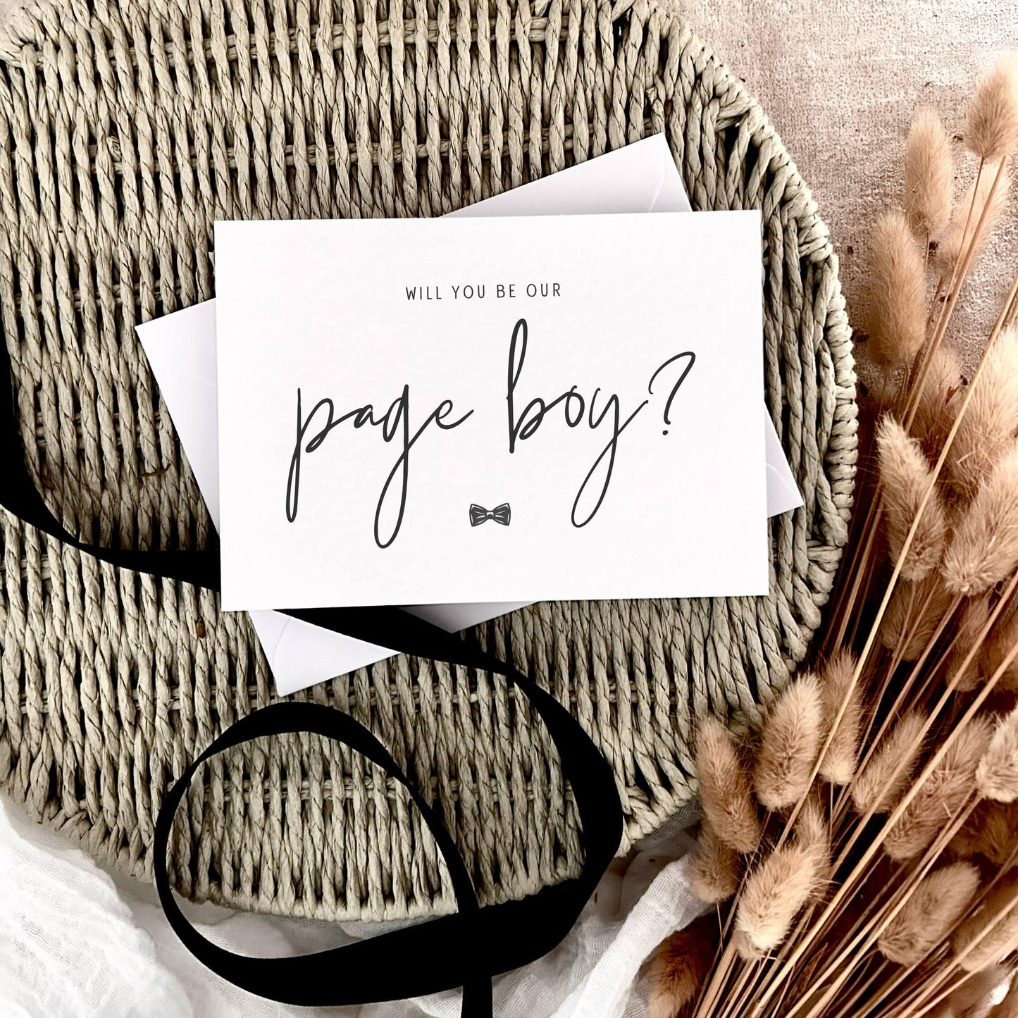 Page Boy Proposal Card - Bow Tie Print Personalised Wedding Party Keepsake Gift