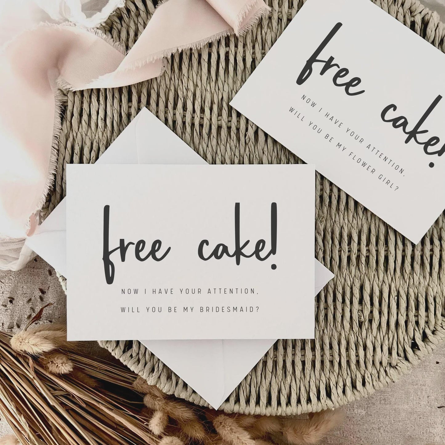 Proposal Card for Bridesmaid, Maid of Honour or Custom Bridal Party Role - Personalised Options | Free Cake