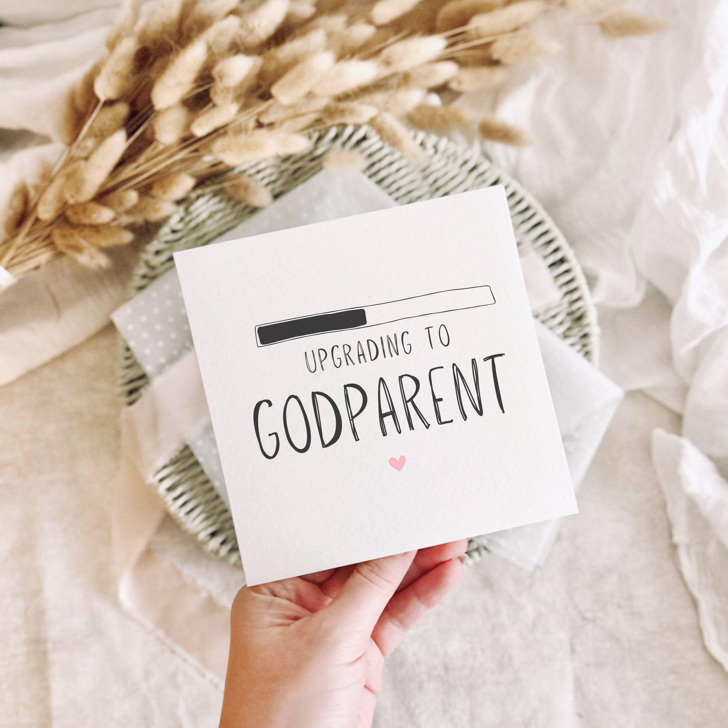 Upgrading to Godparent Greeting Card - Godmother or Godfather Thank You Keepsake Gift - Custom Options