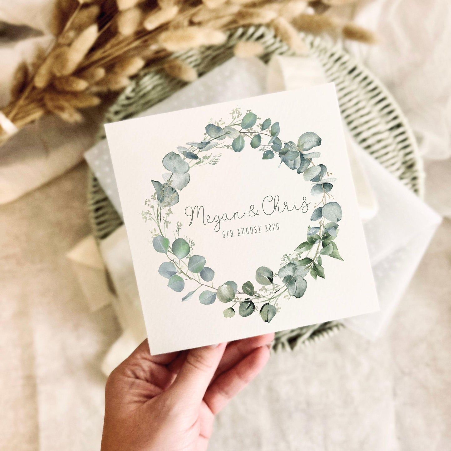 Wedding/Engagement/Anniversary Card Personalised for Couple - Custom Name & Date Keepsake Gift