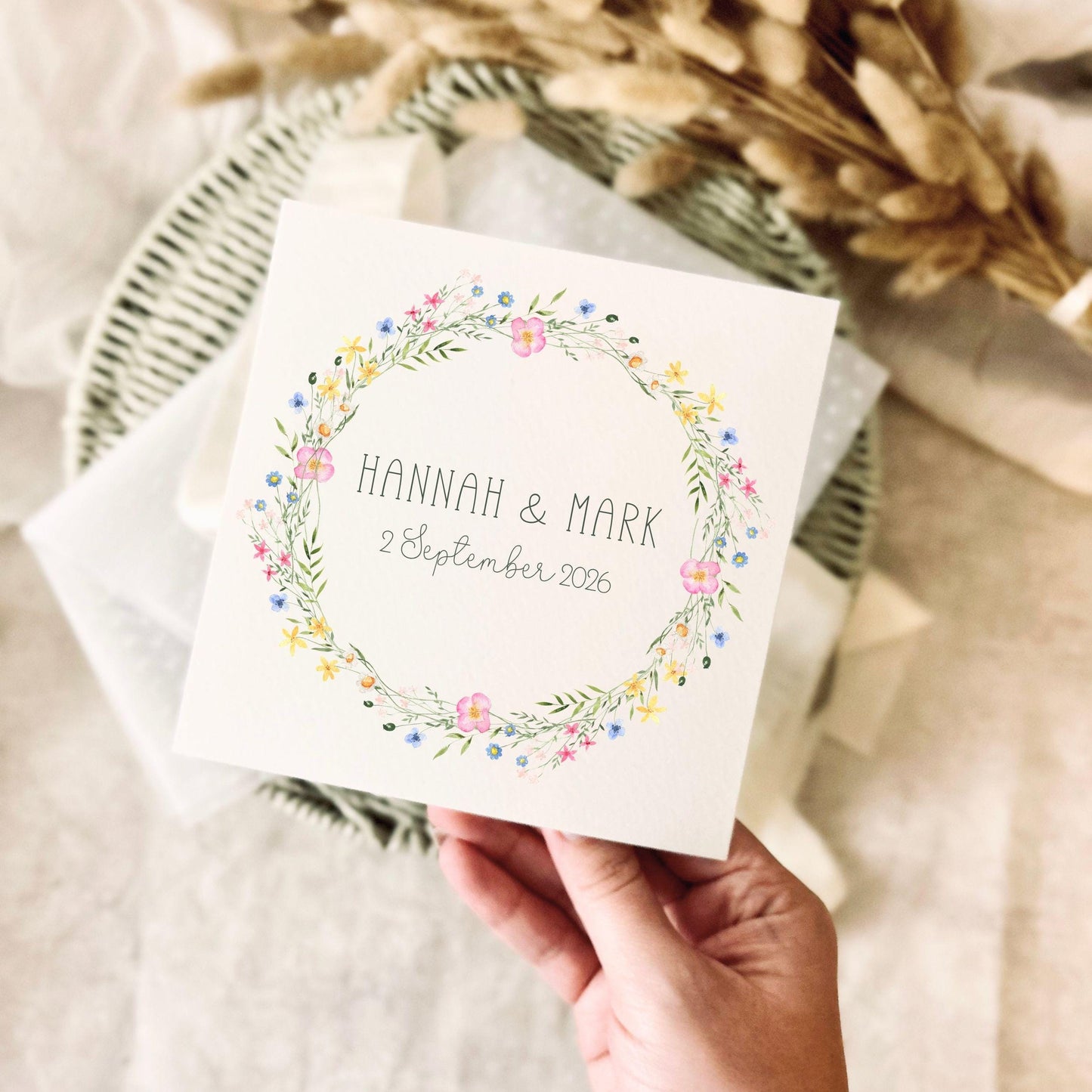 Personalised Greeting Card for Couple - Wedding/Engagement/Anniversary - Custom Name & Date Keepsake