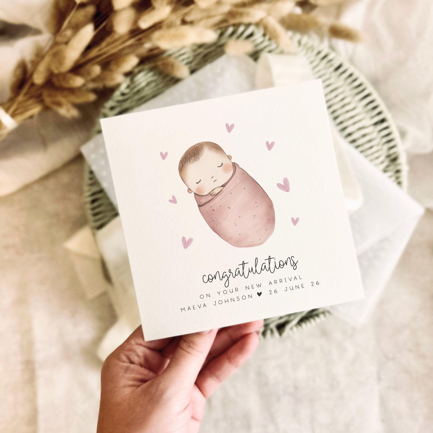New Baby Greeting Card - Congratulations Keepsake Gift Personalised for New Parents