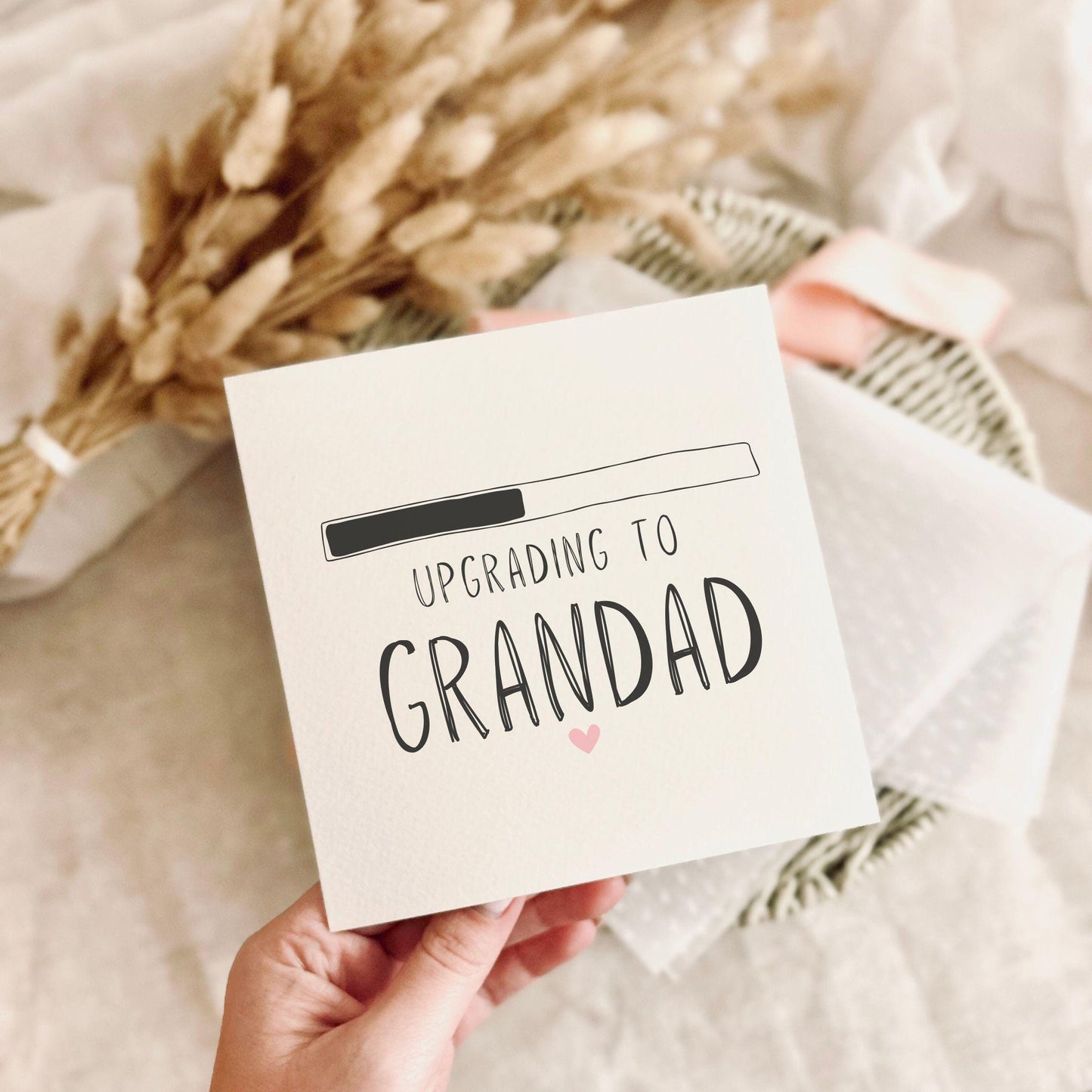 Upgrading to Grandad Greeting Card - Surprise Baby Annoucement Keepsake for Grandad-to-be - Personalised Pregnancy Reveal Gift