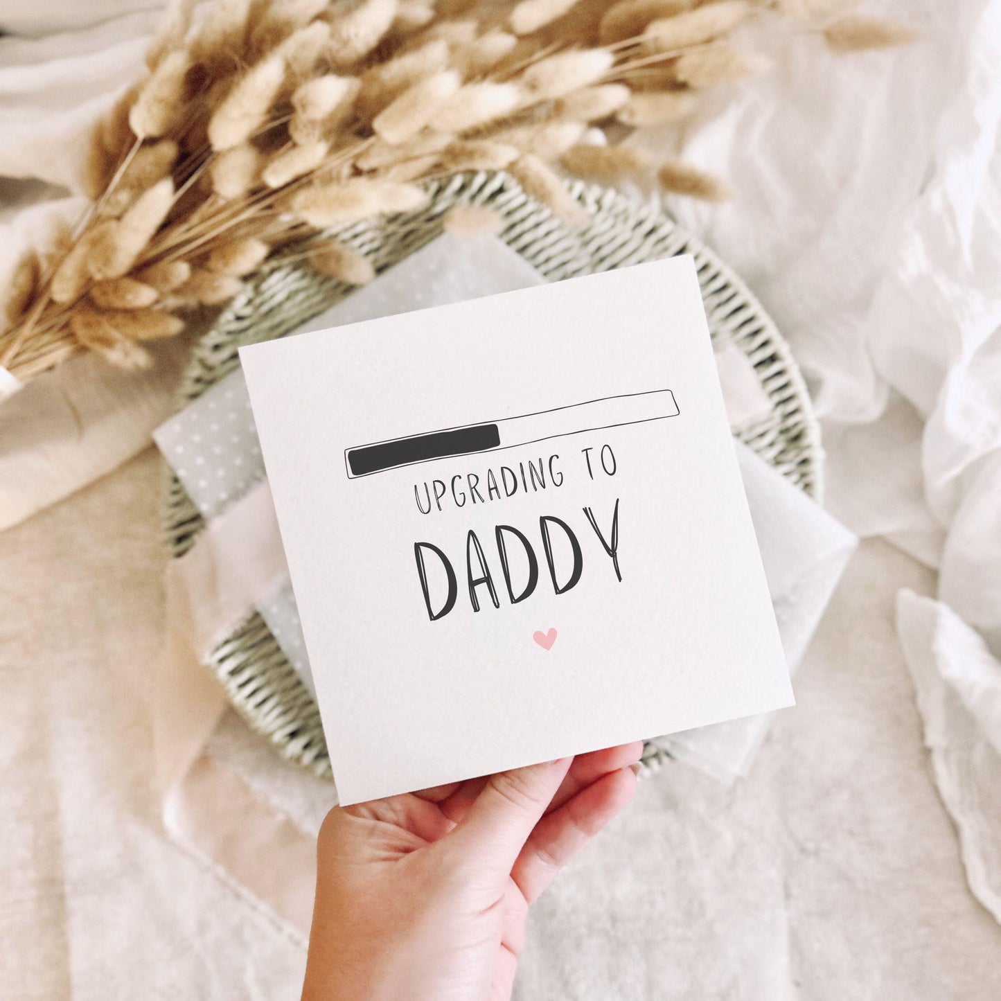 Upgrading to Daddy Greeting Card - Personalised Dad-To-Be Keepsake - Surprise Pregnancy Annoucement Reveal
