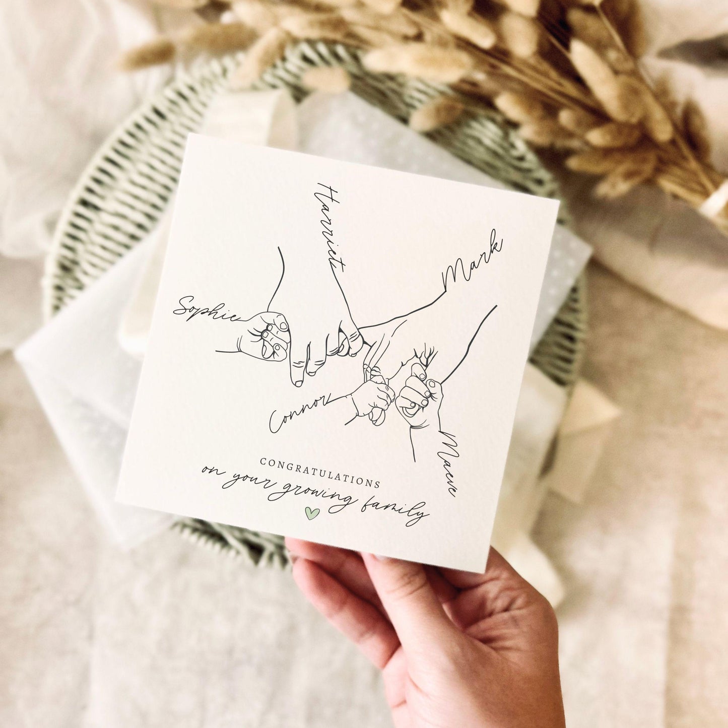 Personalised New Baby Greeting Card - Keepsake Congratulations for Newborn for Whole Family - Special Baby Shower Gift