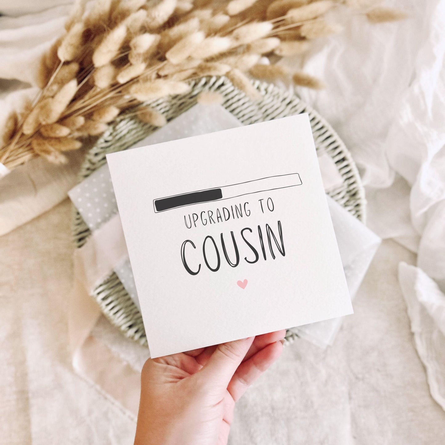 Greeting Card for New Cousin - Upgrading to Cousin Keepsake from Baby - Personalised to Any Family Role