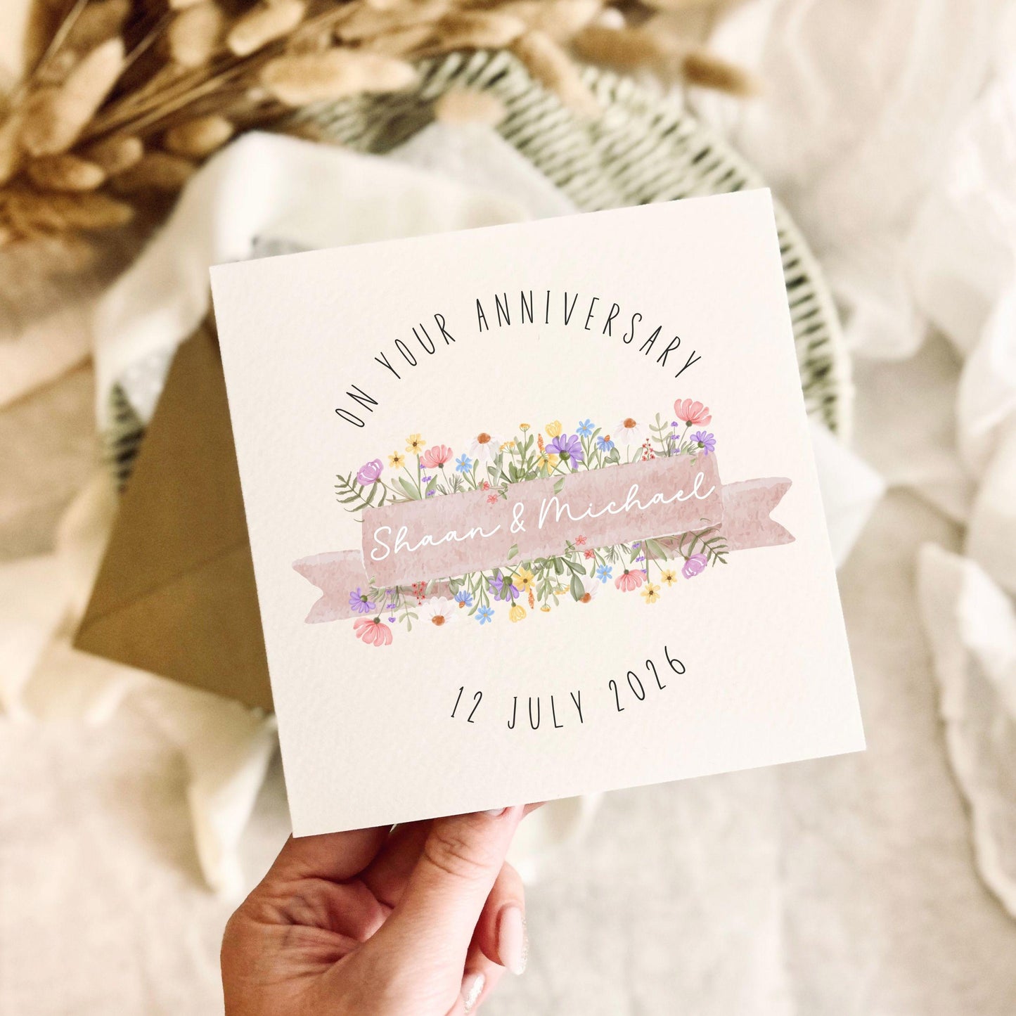 Custom Anniversary Card for Couple - Wedding Day Celebration or Engagement Congratulations - Personalised Options