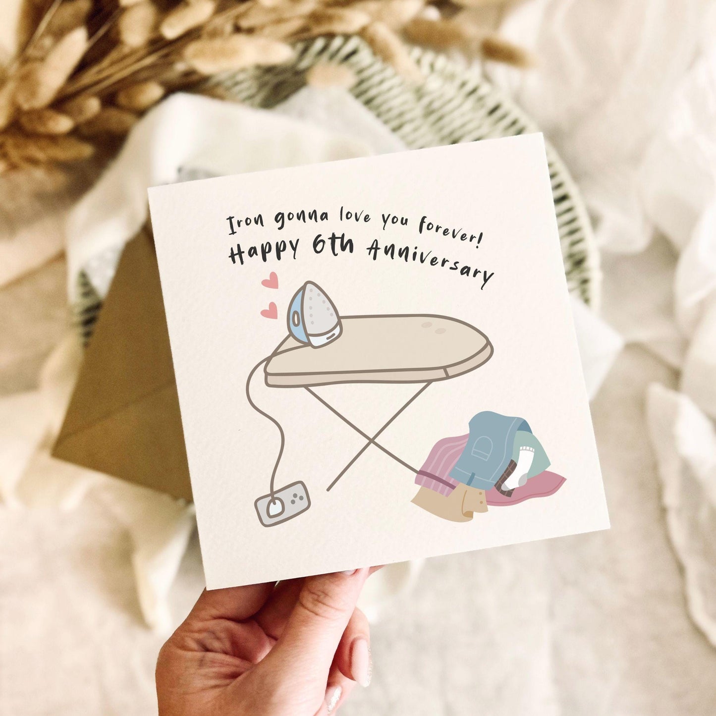 6th Anniversary Card for Partner - Funny Iron Anniversary Greeting Card - Personalised and Custom Options