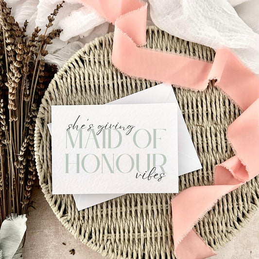 Maid of Honour Proposal Card - Bridal Party Wedding Keepsake Gift with Personalised Options
