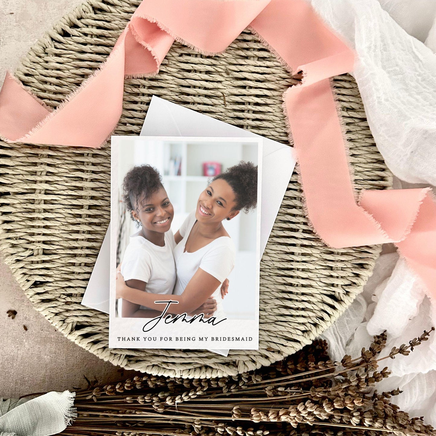 Personalised Photo Thank You Card for Bridesmaid, Maid of Honour or Custom Bridal Party Role