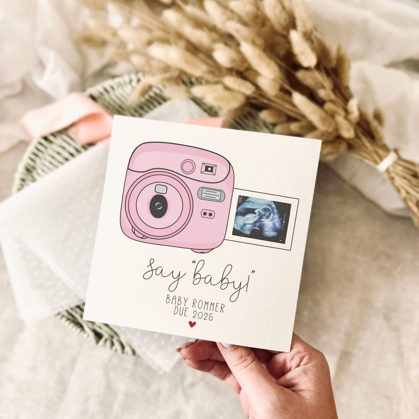 New Baby Annoucement Greeting Card - Personalised Scan Photo Keepsake for Family Members - Custom Options