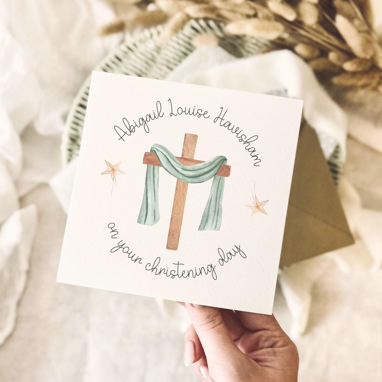 Personalised Christening Card - Baptism Greeting Card Keepsake for Baby - Custom Options
