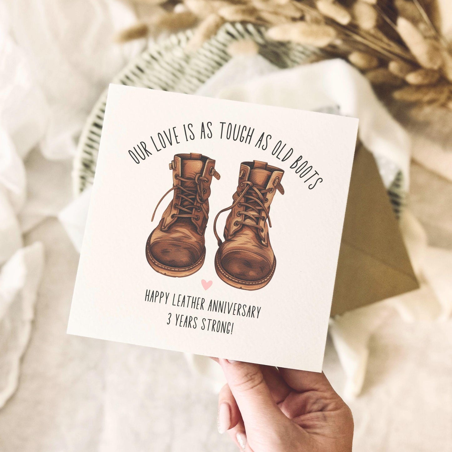 3rd Anniversary Card - Leather Anniversary Celebration for Couple - Personalised & Custom Options