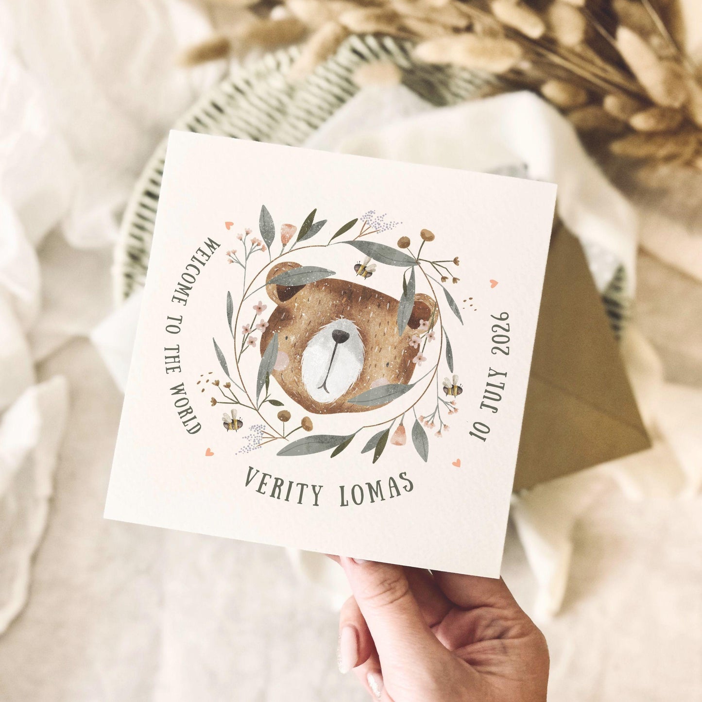 Personalised New Baby Card - Keepsake Customisable Gift for Newborn - Congratulations Card
